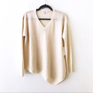 FRAME Cream Cashmere Asymmetric Hem Sweater New